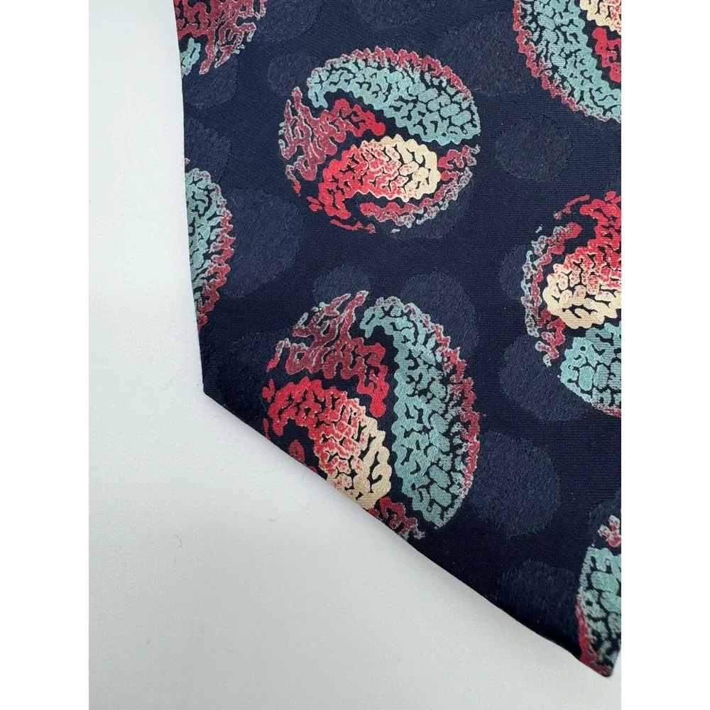 Gianni Versace Silk‎ Tie Neiman Marcus Navy Abstract Paisley Medallion Italy